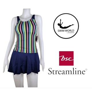 ชุดว่ายน้ำผู้หญิง swim world by BSC streamline ลดเยอะมาก(เสื้อ+กางเกงกระโปรง)มีซับในมีฟองน้ำ