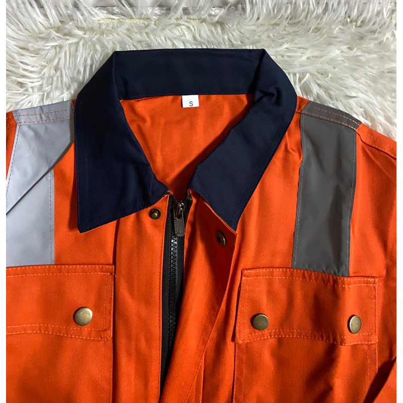 เสื้อช็อปสะท้อนแสง 4 กระเป๋า กระดุมทอง เสื้อช่าง เสื้อช็อป (พร้อมจัดส่ง) (s-5XL)