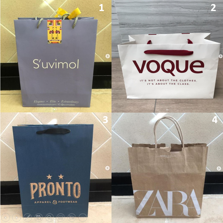 ถุงกระดาษ ถุง SUVIMOL , VOQUE , PRONTO , ZARA ถุงเสื้อ ถุงกระเป๋า ของแท้ สภาพสวย มีลายของแบรนด์ ถุงเ