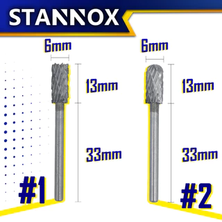 ดอกเจียรคาร์ไบด์ ดอกเจียรเหล็ก เจียรสแตนเลส ดอกคาร์ไบด์ STANNOX ขนาด 6 มิล แกน 3 มิล มีหัวให้เลือกถึง 10 แบบ