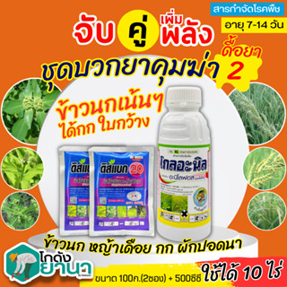 🌾 ชุดบวกยาคุม2 โกลอะนิล+ดิสแบค ขนาด 500ซีซี+100กรัมx2ซอง กำจัดหญ้าข้าวนก หญ้าเดือย กก ผักปอดนา