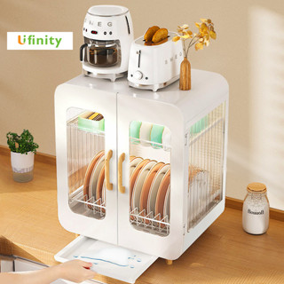 Lifinity ตู้วางจาน ชั้นเก็บจาน พร้องถาดรองนน้ำ กันสนิม กันฝุ่น ชั้นวางของในครัว