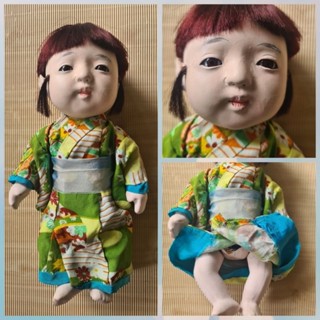 ตุ๊กตาญี่ปุ่นโบราณอิจิมัสซึ ขนาด 10 นิ้ว Ichimatsu doll 10" ผมแท้ งานแฮนเมด มีตำหนิบ้าง พร้อมส่ง