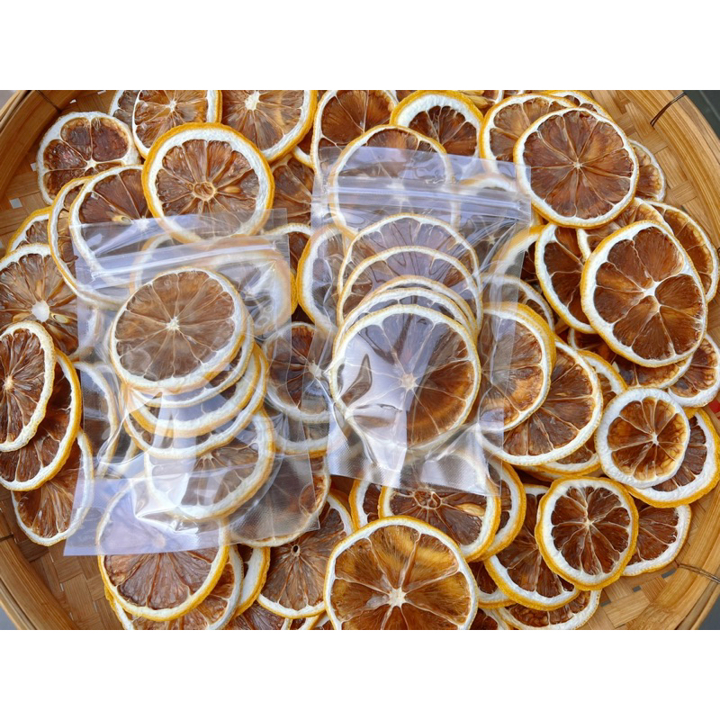 เลมอนสไลด์อบแห้ง (Dried Lemon แพค50ชิ้น) ใช้ตกแต่งอาหาร เครื่องดื่ม ไม่มีน้ำตาล