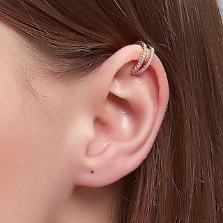 (ราคาต่อ1ข้าง)พร้อมส่ง ต่างหูแบบหนีบไม่ต้องเจาะ Earcuff สไตส์เกาหลี คุณหนู ต่างหูเพชร