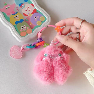 สายคล้องโทรศัพท์มือถือ พวงกุญแจ ตุ๊กตา ขนนิ่ม ป้องกันการสูญหาย ลายมอนสเตอร์ น่ารัก สไตล์เกาหลี