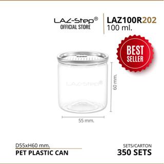 LAZ-Step กระป๋องพลาสติก PET ซีรี่ย์ 202  LAZ100R202 ขนาด 100 ml. ลังละ 360 ชุด