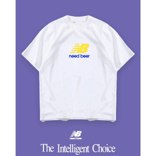 เสื้อยืด ลาย NB “ need beer “ สีเหลืองน้ำเงิน พร้อมส่ง