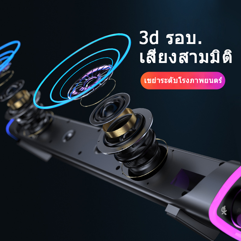 【จัดส่งในพื้นที่】ลำโพงตั้งโต๊ะ/แล็ปท็อป Speaker เสียงบลูทูธ RGB ลำโพงคู่/วูฟเฟอร์ การเชื่อมต่อแบบมีสาย + บลูทูธ