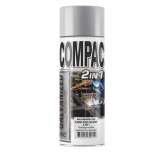 Compac 2IN1 สีสเปรย์ซิงค์กัลวาไนซ์ #3000 ZINC SILVER 2IN1 400cc *กันสนิมทุกรอยเชื่อม และทับหน้าในกระป๋องเดียว