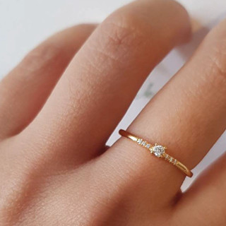 🌿  แหวนชูเพชรแท้ ทอง 18k  (กรอกโค้ด THANK8300 ลดเหลือ 7,490 )เพชรแท้ Diamond Ring _ThankyouJewelry