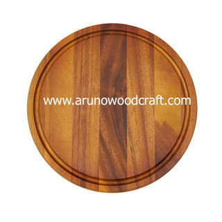 เขียงไม้กลมจามจุรีมีร่อง l ACACIA WOOD ROUND BOARD