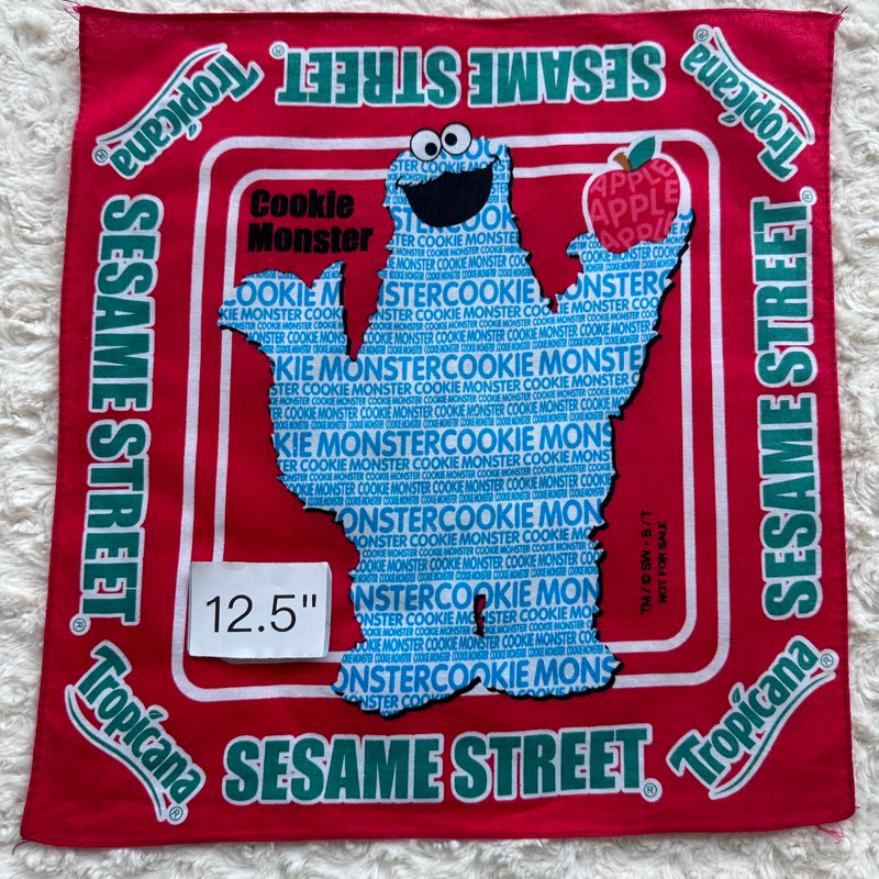 Sesame street cookie monster ผ้าเช็ดหน้า คุกกี้ มอนสเตอร์ เซซามีสตรีท