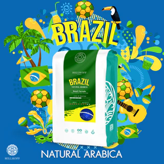 Hillkoff : Brazil Natural Arabica เมล็ดกาแฟคั่ว กาแฟ อาราบิก้าแท้ 100% อราบิก้า บราซิล
