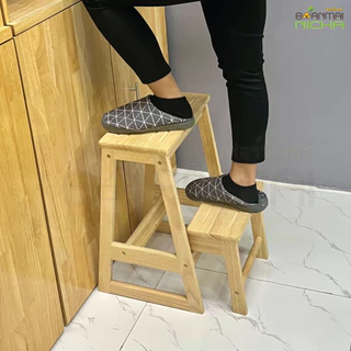 เก้าอี้บันได เก้าอี้ไม้ยางพารา พับเก็บได้ หยิบของบนที่สูง Size 47.5x38x55 cm.