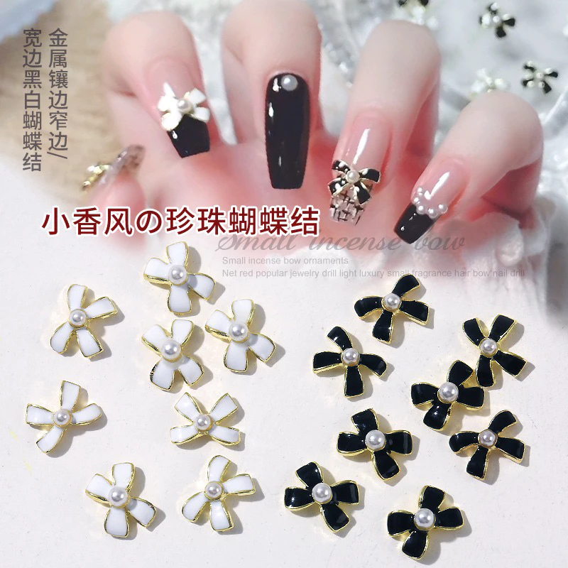 โบว์เพชรตกแต่งเล็บ10ชิ้น
