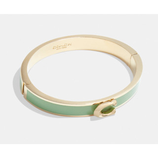 พร้อมส่ง แท้ 🇺🇸💯% New Coach กำไร รุ่น Signature Push Hinged Bangle (67480) Gold/Light Pistachio