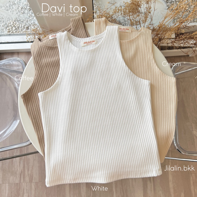 Jilalin.bkk Davi top เสื้อกล้ามผ้าร่องใหญ่ สีพื้น