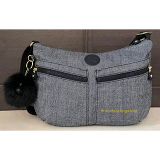 ส่งฟรีEMS KIPLING IZELLAH Crossbody Bag - Cotton Jeans  ผ้ายีนส์ สีกรมเทา