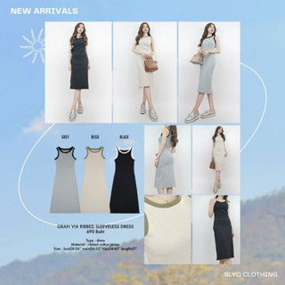 SLYQ GRAN VIA RIBBED SLEEVELESS DRESS เดรสยาวแขนกุดผ้าร่องยืด ทรงเข้ารูป