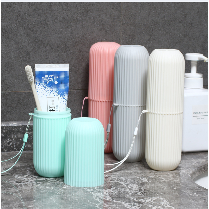 858 กล่องใส่แปรงสีฟัน แบบพกพา ใส่ยาสีฟันได้ แบบกลม มี 4 สี