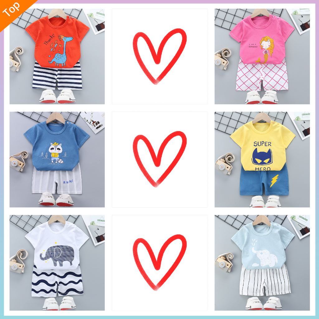 สินค้ามาใหม่ เสื้อแขนสั้น+กางเกงขาสั้น เซท2ตัว เสื้อเด็ก เสื้อผ้าเด็ก สินค้าพร้อมส่ง