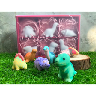 ชุดตุ๊กตาไดโนเสาร์ Dinosaur 6 ตัว   เซรามิคระบายสี DIY  นำเข้าจากญี่ปุ่น