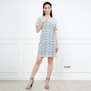 AMILA Dress AM-D1067 ลูกไม้ราเชล แขนสั้น IGPU22-11