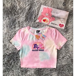 พร้อมส่งด่วนจากไทย ป้าย SHEIN Care Bears™ ของแท้ เสื้อครอป เสื้อยืด เสื้อแขนสั้น พาสเทล มัดย้อม ลายหมี เสื้อน่ารัก