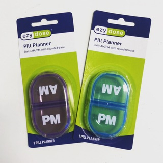 ตลับยา 2 ช่อง สำหรับ 1 วัน มื้อเช้าและมื้อเย็น ezy dose pill planner daily AM/PM pill reminder พลาสต