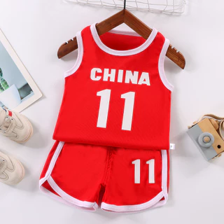 Babyonline(Y350)K6 (ส่งด่วน1วัน)ชุดบาสเกตบอลสำหรับเด็กผู้ชายและเด็กผู้หญิง ผ้าตาข่าย ระบายอากาศ