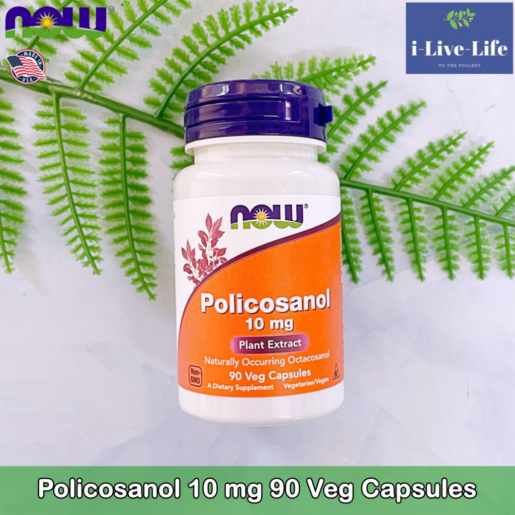 15% Sale!!! EXP.03/26  โพลิโคซานอล Policosanol 10 mg 90 Veg Capsules - Now Foods
