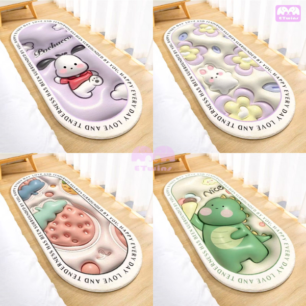 พรมเช็ดเท้า 120*40cm พรมยาว พรมข้างเตียง พรมปูพื้น พรมลาย3D พรมห้องนอน พรมแต่งห้อง พรมแต่งบ้าน พรม มีกันลื่น พรมการ์ตูน - รูปที่ 3