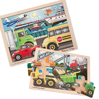 [จิ๊กซอไม้12ชิ้น] พัซเซิลไม้รุ่นรถ รถก่อสร้างพร้อมฐาน Melissa &amp; Doug Wooden Jigsaw Puzzle 12 Pcs หลากรุ่น 2931/2933 รีวิวดีใน Amazon USA มีฐานไม้