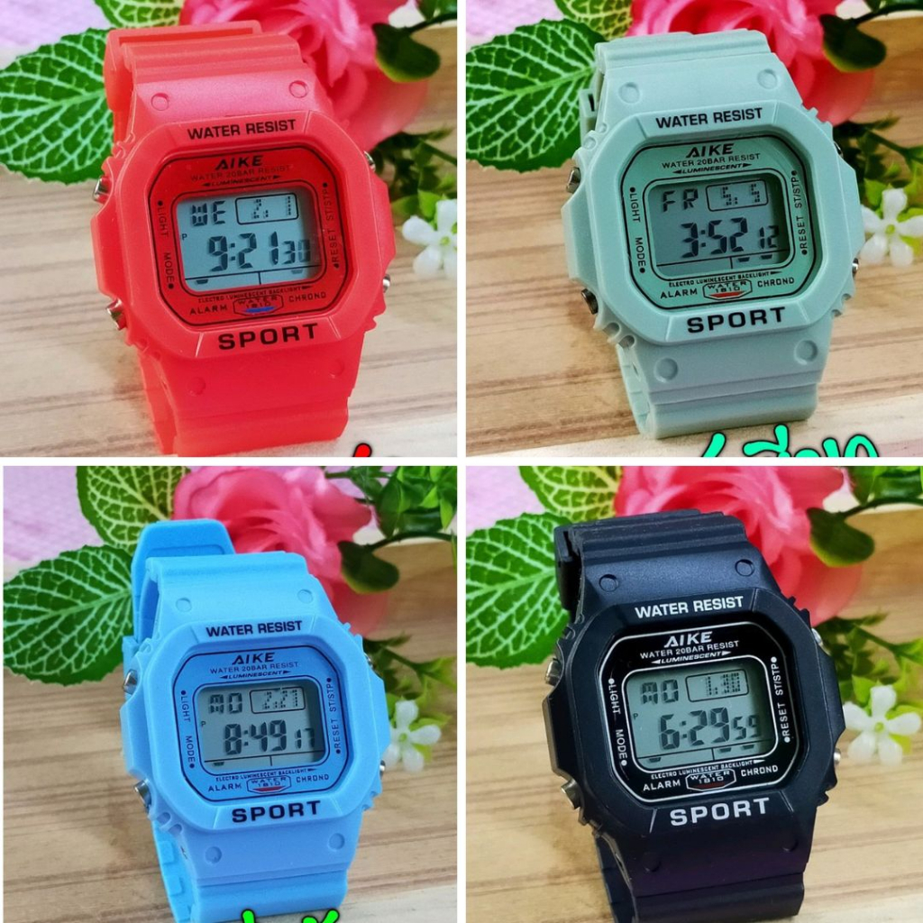 นาฬิกาสีพาสเทล ยี่ห้อ AIKE สไตล์ยักษ์เล็ก กันน้ำ 100% มีไฟ 7 สีทุกเรือน