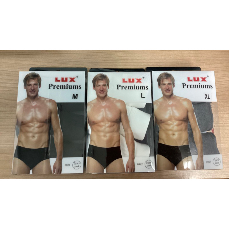 กางเกงในชาย LUX PREMIUMS ผ้าคอตตอนเกรดพรีเมี่ยม/สแปนเด็กซ์ ทรงBrief ผ้านิ่มระบายอากาศได้ดี 1 กล่อง/3 ตัว ของแท้100%
