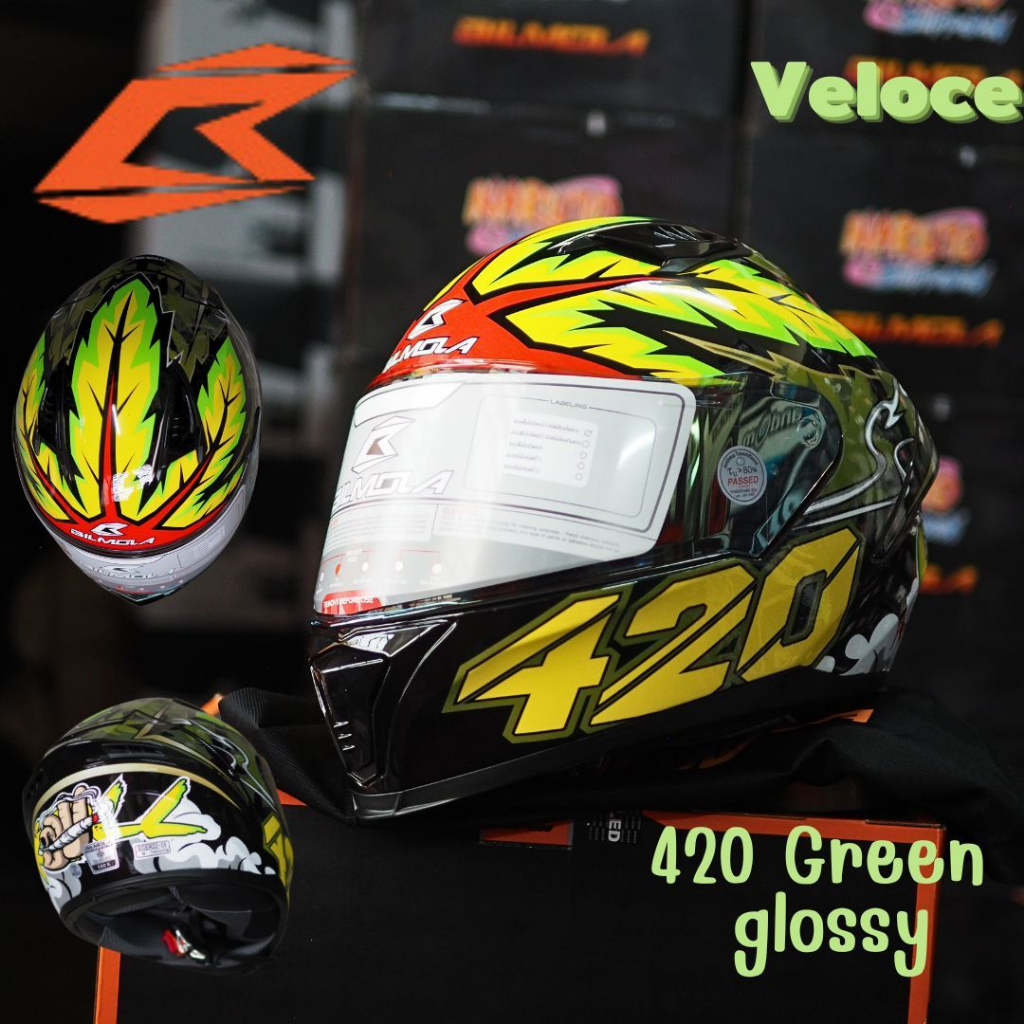 หมวกกันน็อคเต็มใบหุ้มคางBilmola  Veloce 2021 420 Green glossy