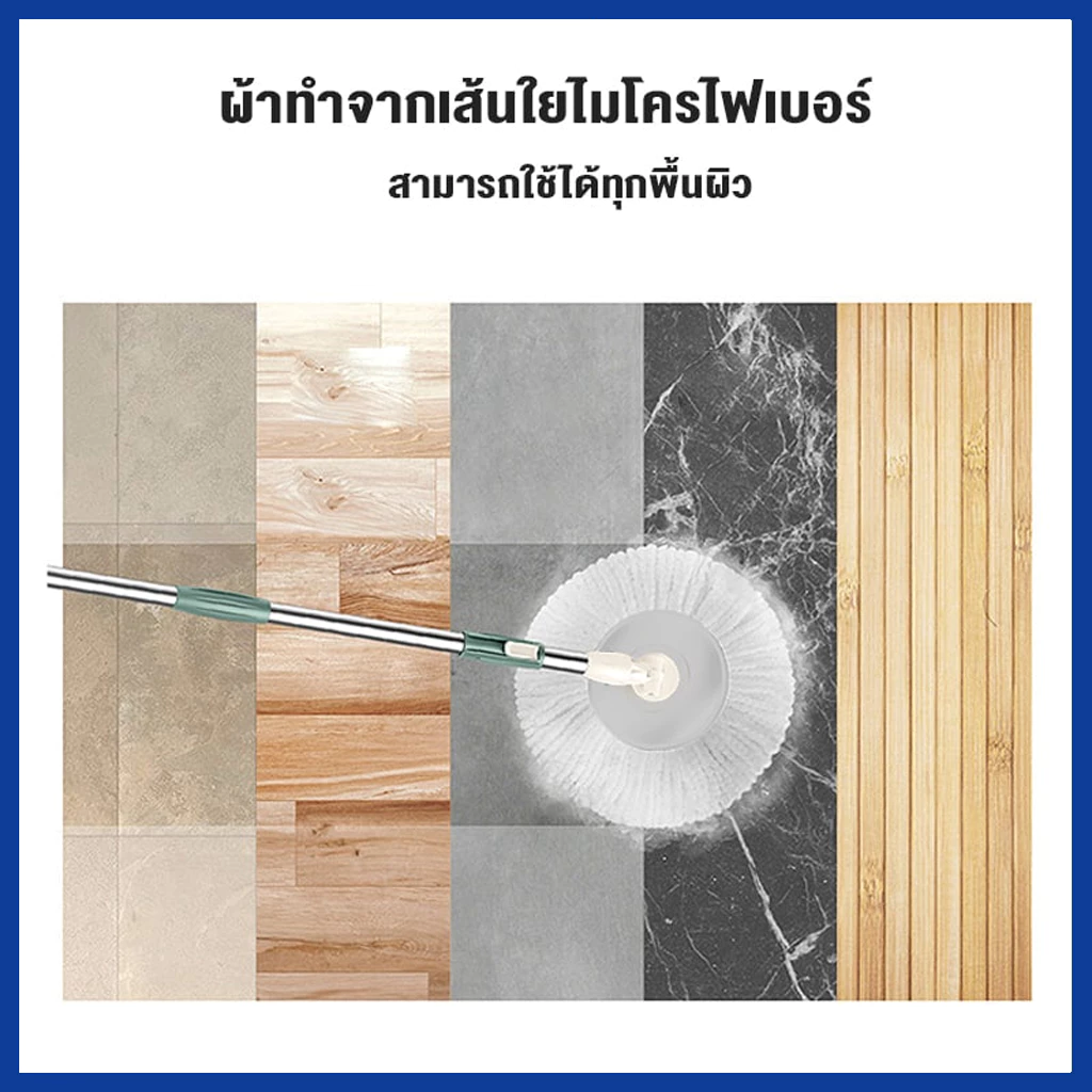 LIVITS ไม้ถูพื้น ไม้ม็อบ ด้ามสแตนเลส พร้อมผ้าไมโครไฟเบอร์ 1 ผืน Spin Mop ใช้ได้กับถังน้ำและถังปั่น thumbnail 3