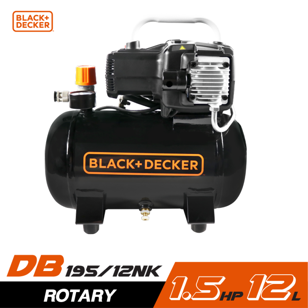 BLACK&DECKER BD195/12-NK ปั๊มลมโรตารี่ 1.5HP ถัง 12 ลิตร