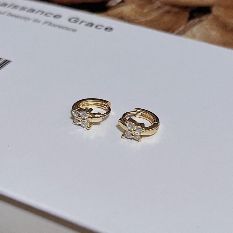 144-littlegirl gifts-Butterfly diamond hoop earrings silver s925