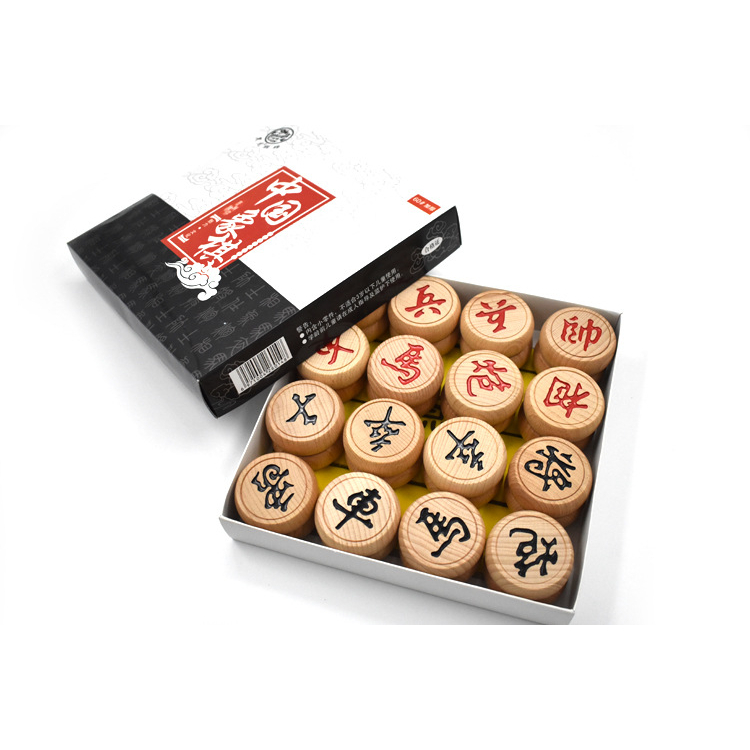 ตัวหมากรุกจีนไม้บีช Beech Wood Chinese Chess (รุ่น Black Dragon)