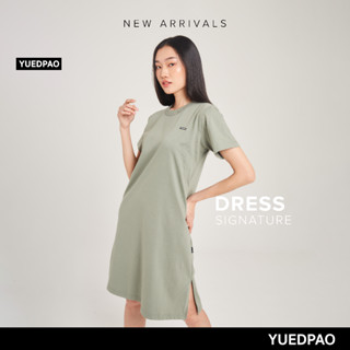 Yuedpao No.1 เสื้อยืดSignature Dress Summer ผ้าหนาทรงสวย ยับยากรีดง่าย รับประกันไม่ย้วย 2 ปี ชุดเดรส สี  Forest fog