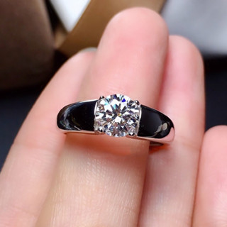 แหวนเพชร 2 กะรัต moissanite (โมอีส) เงินแท้ 92.5% ชุบทองคำขาว-D5367