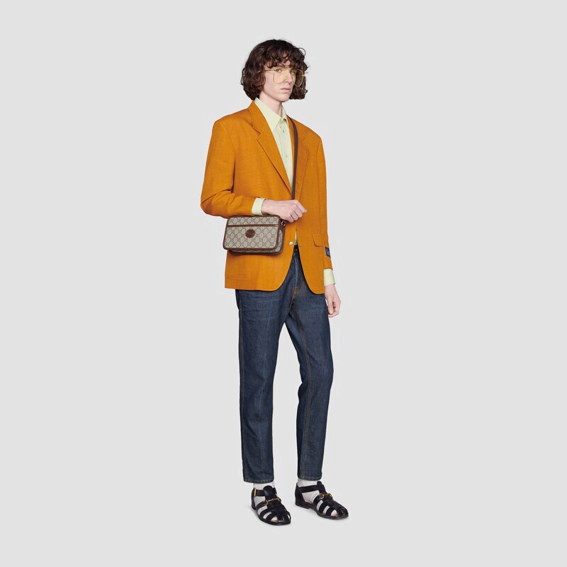 กระเป๋าสะพายคลาสสิกของผู้ชาย gucci ใหม่จัดส่งจากฝรั่งเศส/กระเป๋ามินิกับ Interlocking G