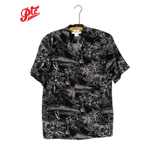 เสื้อฮาวาย Two Palms Hawaiian Shirt Etches of Hawaii Black