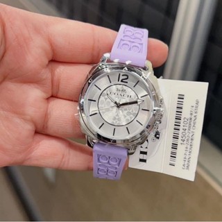 💜💜นาฬิกาข้อมือ ผู้หญิงNEW Coach Boyfriend stainless steel 34 mm watch with silver dial and purple silicone strap