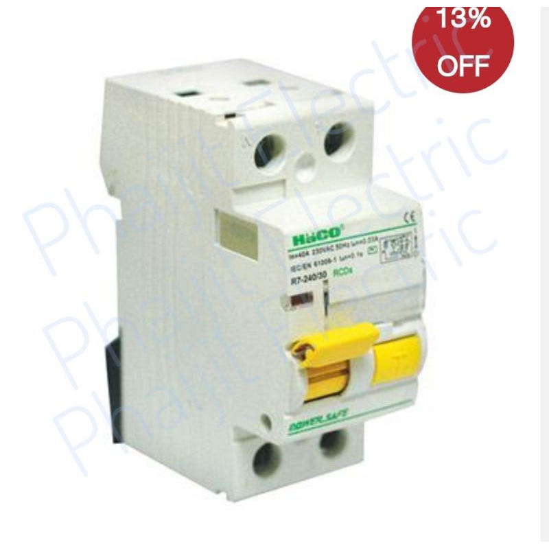 Haco R7-240/30 Leakage Protection Breaker อุปกรณ์ป้องกันไฟรั่ว-ไฟดูด HACO รุ่น R7-240/30 สีขาว 2Pole