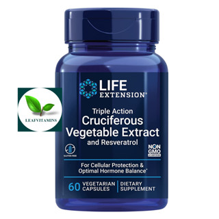 Life Extension  Triple Action Cruciferous Vegetable Extract and Resveratrol / 60 Vegetarian Capsules