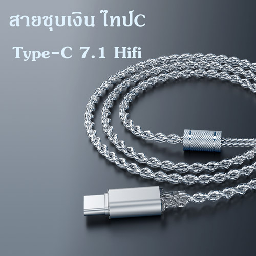 สายหูฟัง TYPE C สายชุบเงิน  KZ  CCA ใช้ได้ ZSN,ZSN PRO,ZSN PRO X,ZNA,ZAX,ZVX,ZAR,ASX,ASF...
