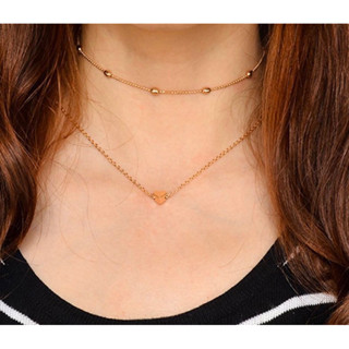 เส้นคอโชคเกอร์ 2 เส้นคู่ จี้หัวใจ พร้อมส่ง